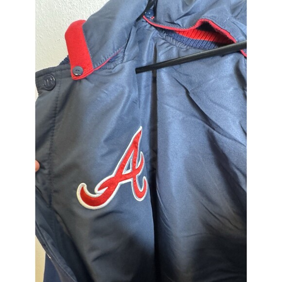 Atlanta Braves Varsity Hooded  Bomber Jacket XL Navy Red MLB Genuine NWT - Picture 13 of 14